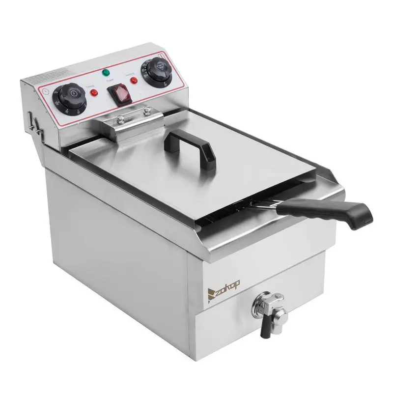 12.5-Quart Stainless Steel Electric Deep Fryer With Built-In Drain Faucet 1