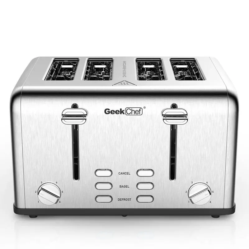 1650W Stainless Steel 4-Slice Toaster – Dual Controls, Defrost, & Removable Crumb Tray 1