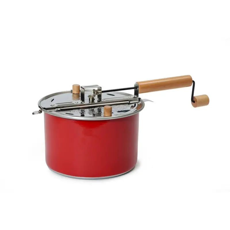 6-Quart Red Aluminum Stovetop Popcorn Popper + Festive Popcorn Advent Calendar Gift Set 1
