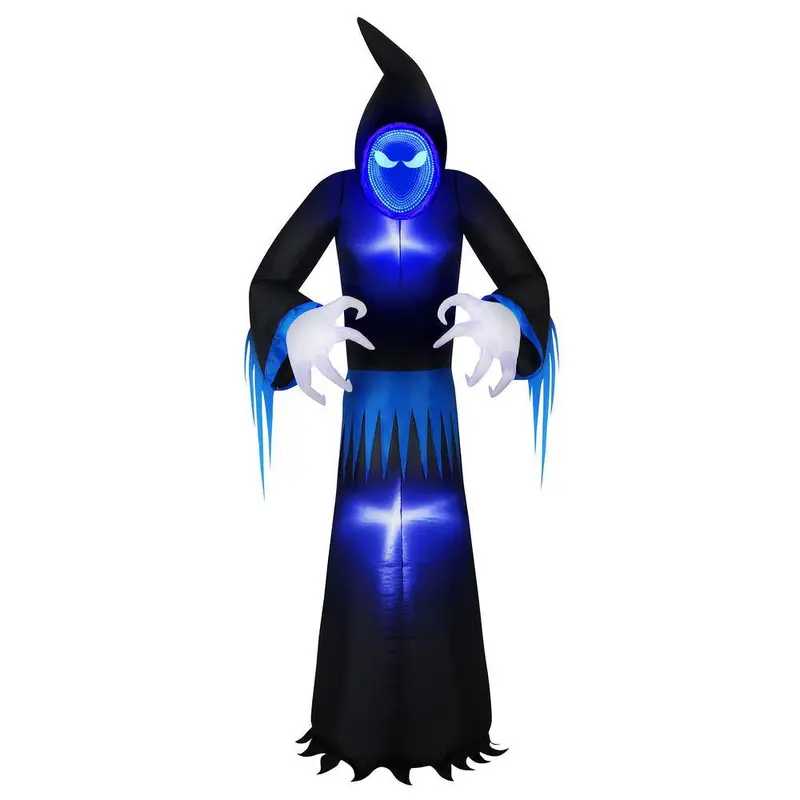 8-Foot Infinity Mirror Effect Inflatable Reaper Decoration For Modern Halloween Displays 1