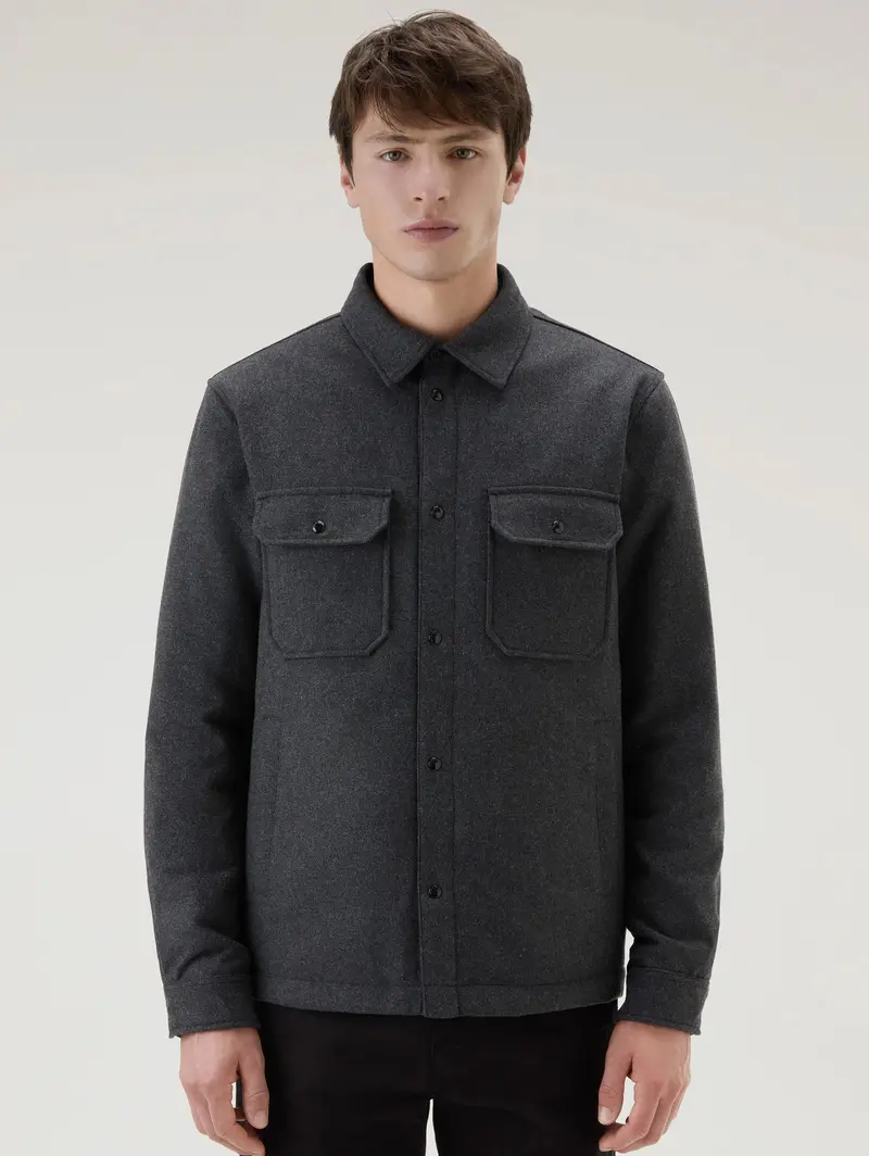 Alaskan Quilted Overshirt In Grey Wool 1