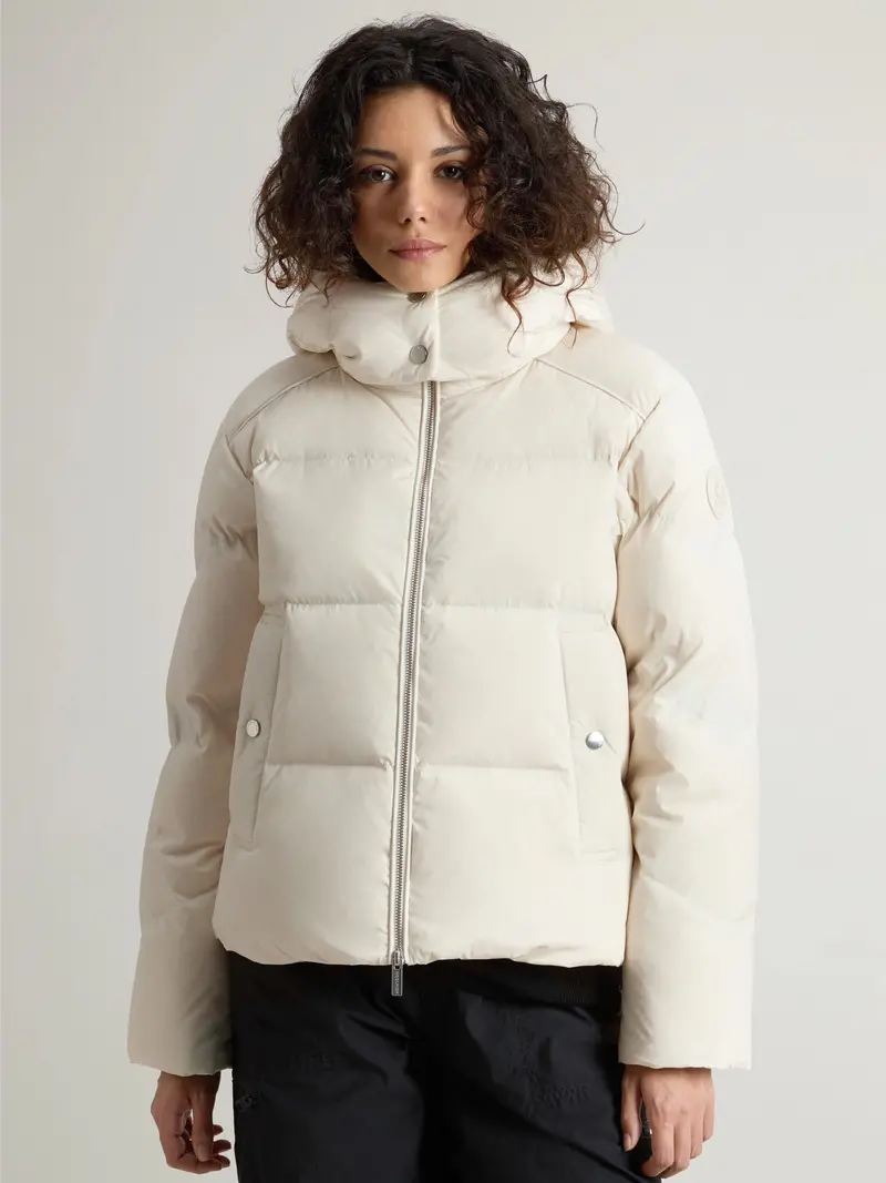 Alsea Short Down Jacket With Removable Hood In Cream 1