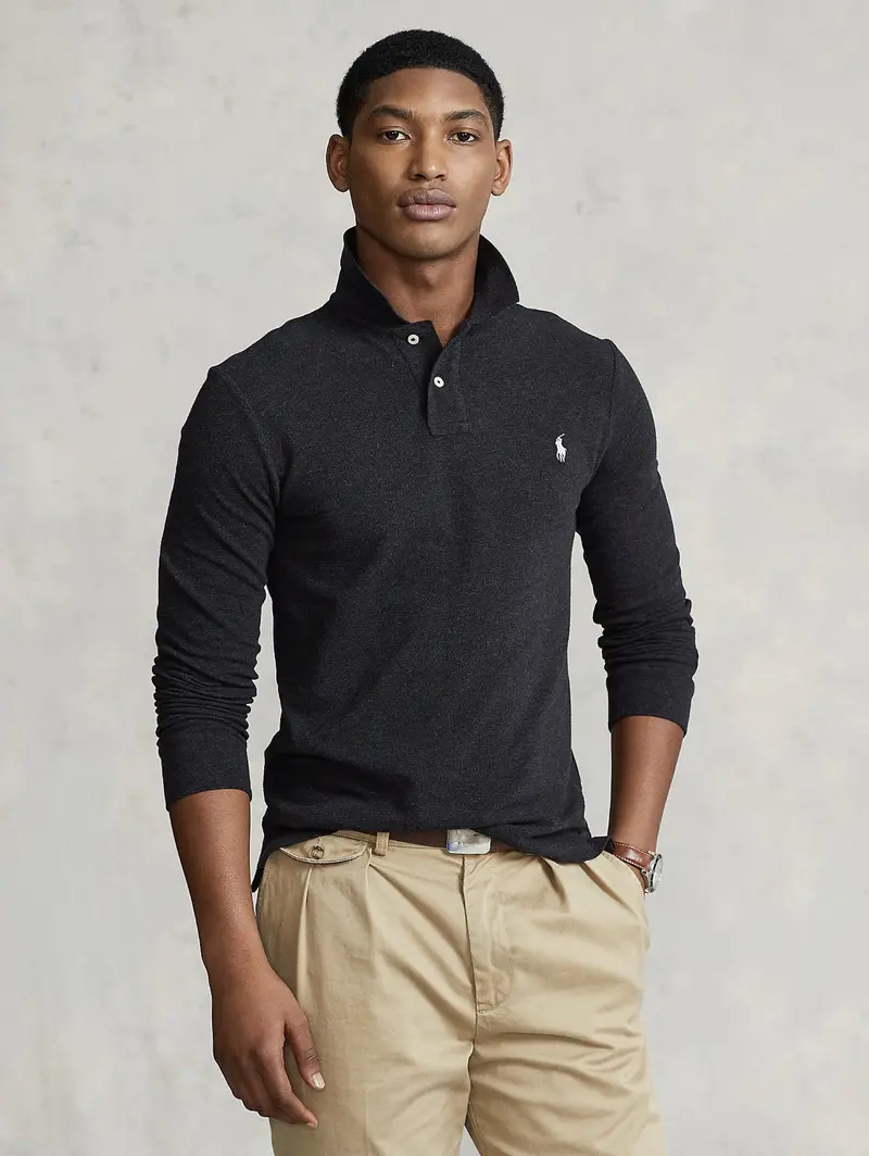 Anthracite Long-Sleeve Slim-Fit Polo 1