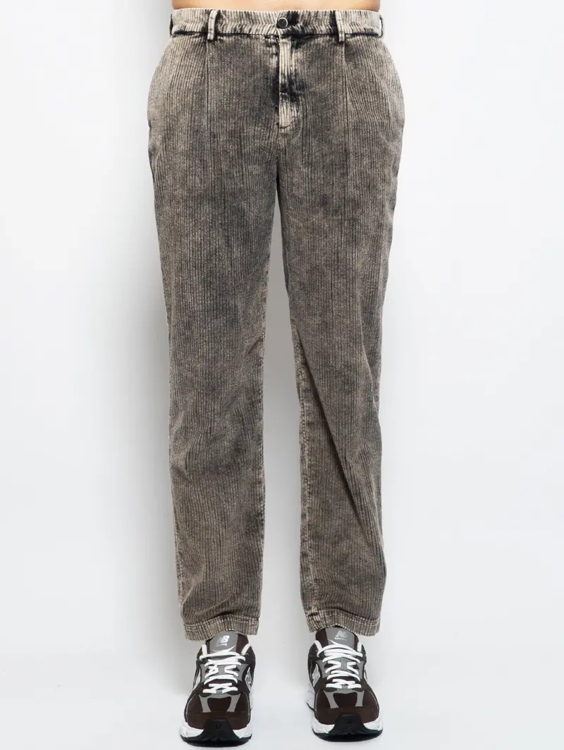 Ash Gray Velvet Pleated Trousers 1