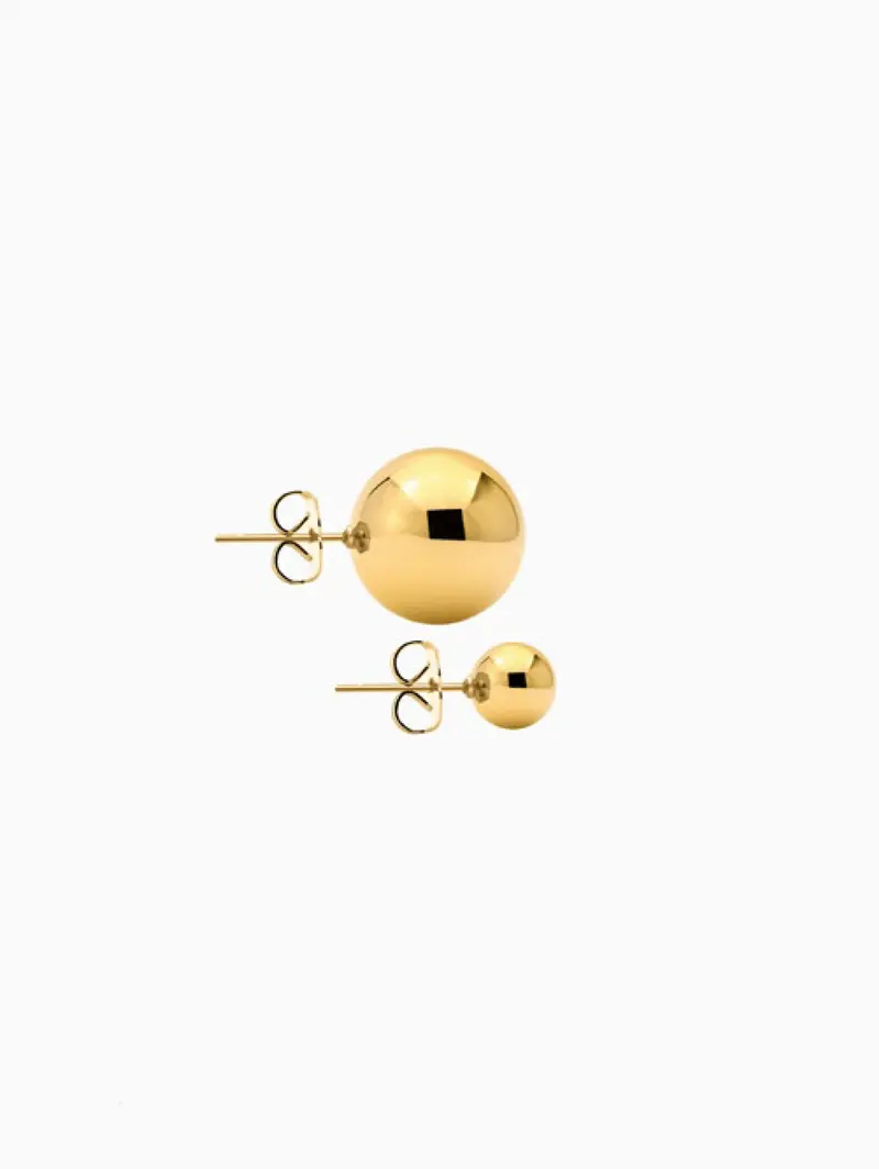 Asymmetrical Amber Lobe Earrings In Gold 1