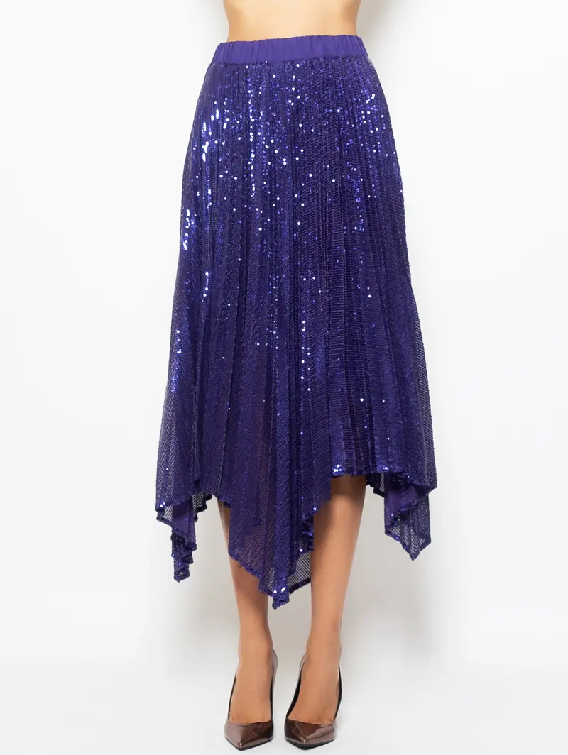 Asymmetrical Purple Sequin Skirt 1