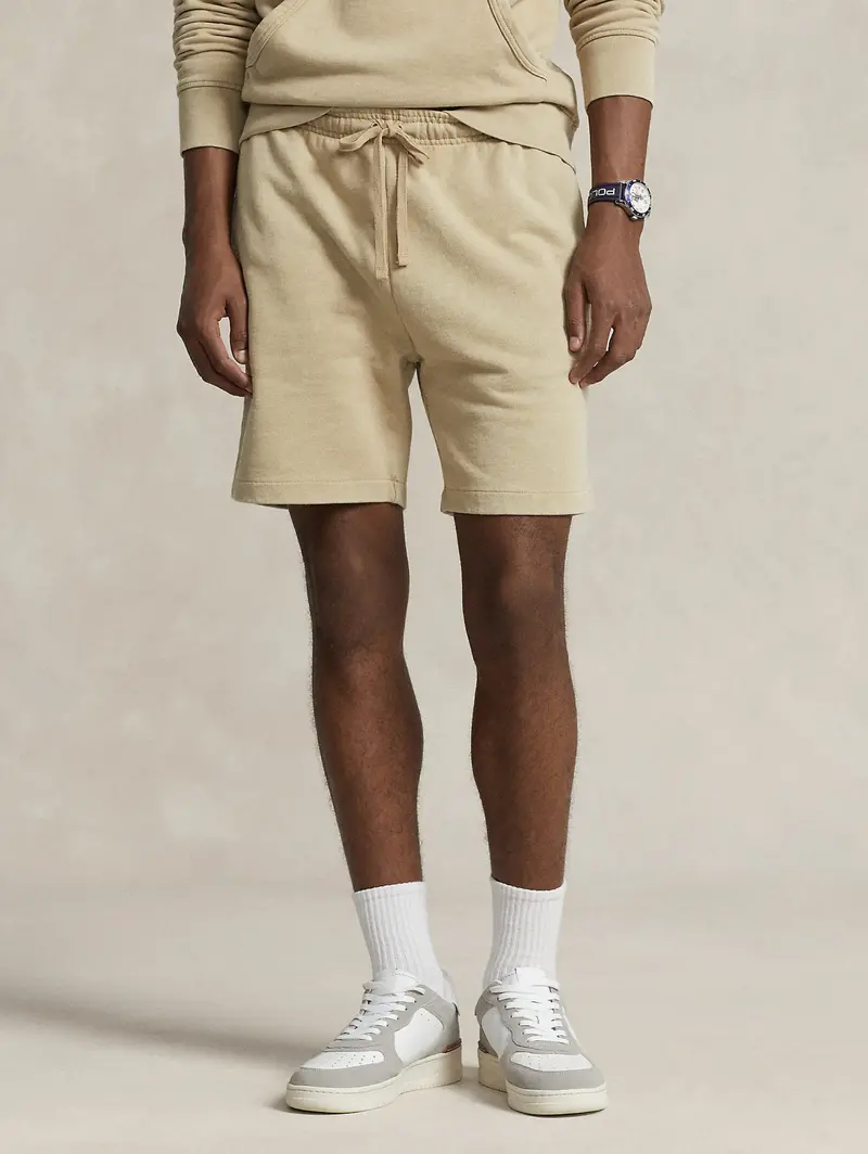 Beige Cotton Loopback Shorts 1