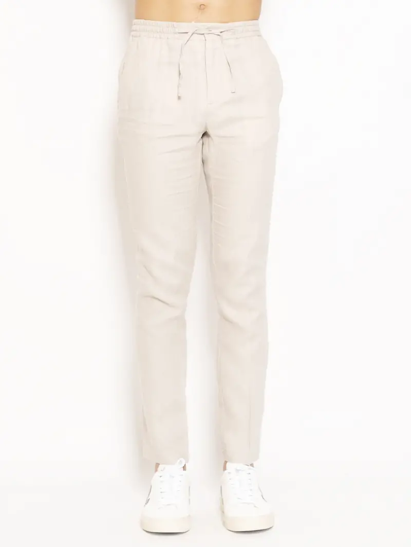 Beige Drawstring Trousers 1