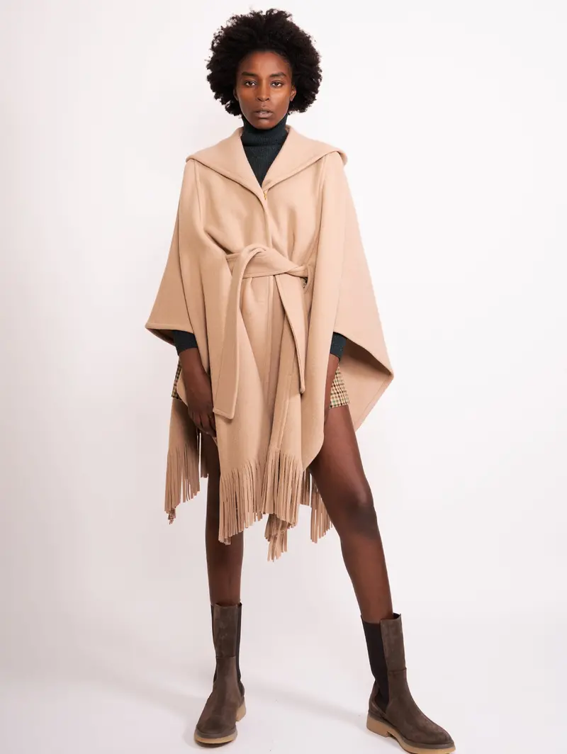 Beige Fringed Cape 1