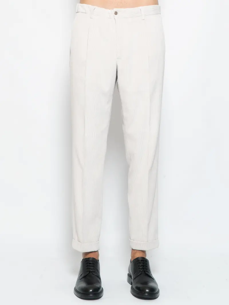 Beige Isolas Velvet Drawstring Chino Trousers 1
