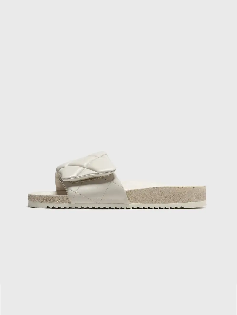 Beige Quilted Leather Slippers 1
