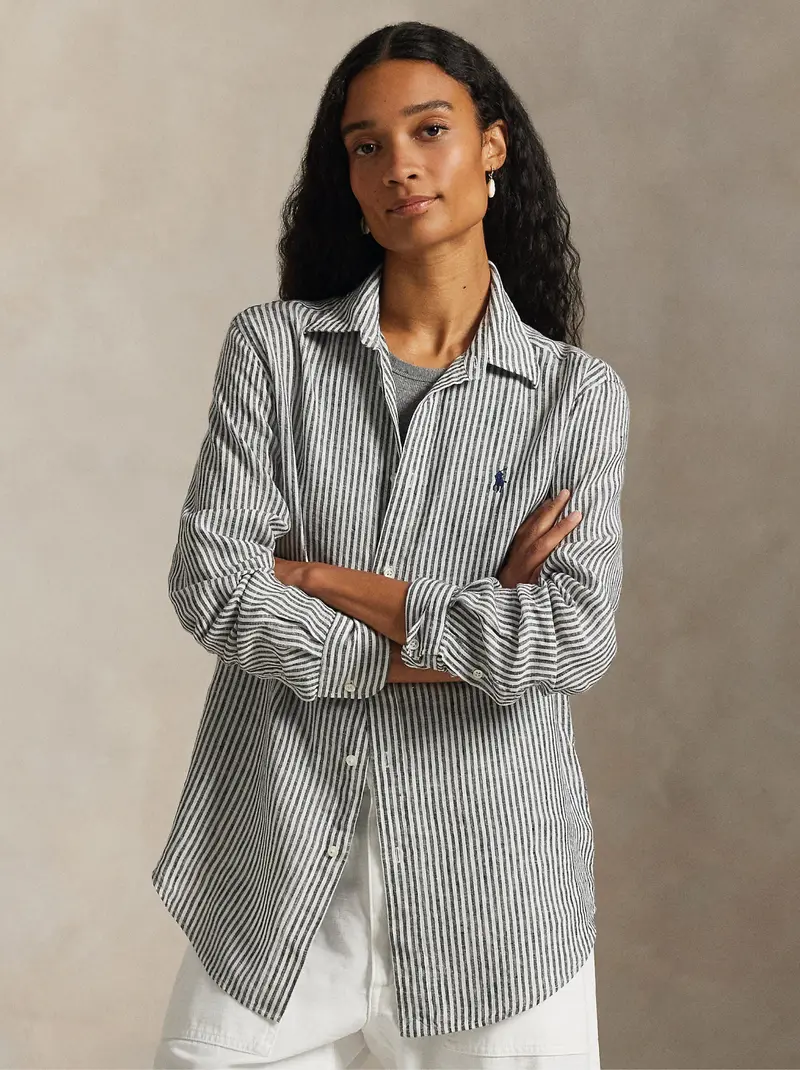 Black-And-White Striped Linen Shirt – Classic Fit 1
