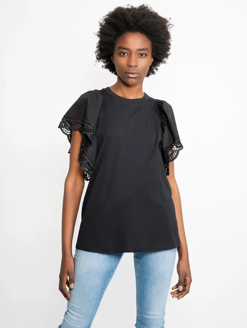 Black Balloon-Sleeve T-Shirt 1