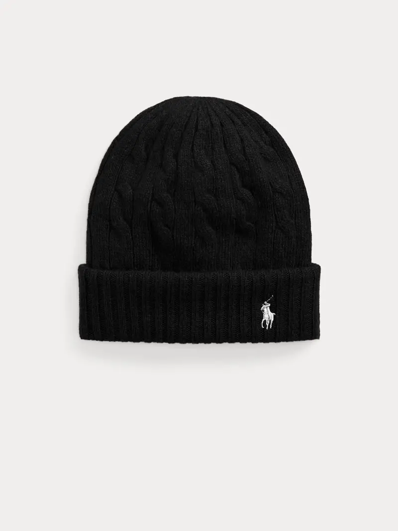 Black Braided Knit Beanie 1