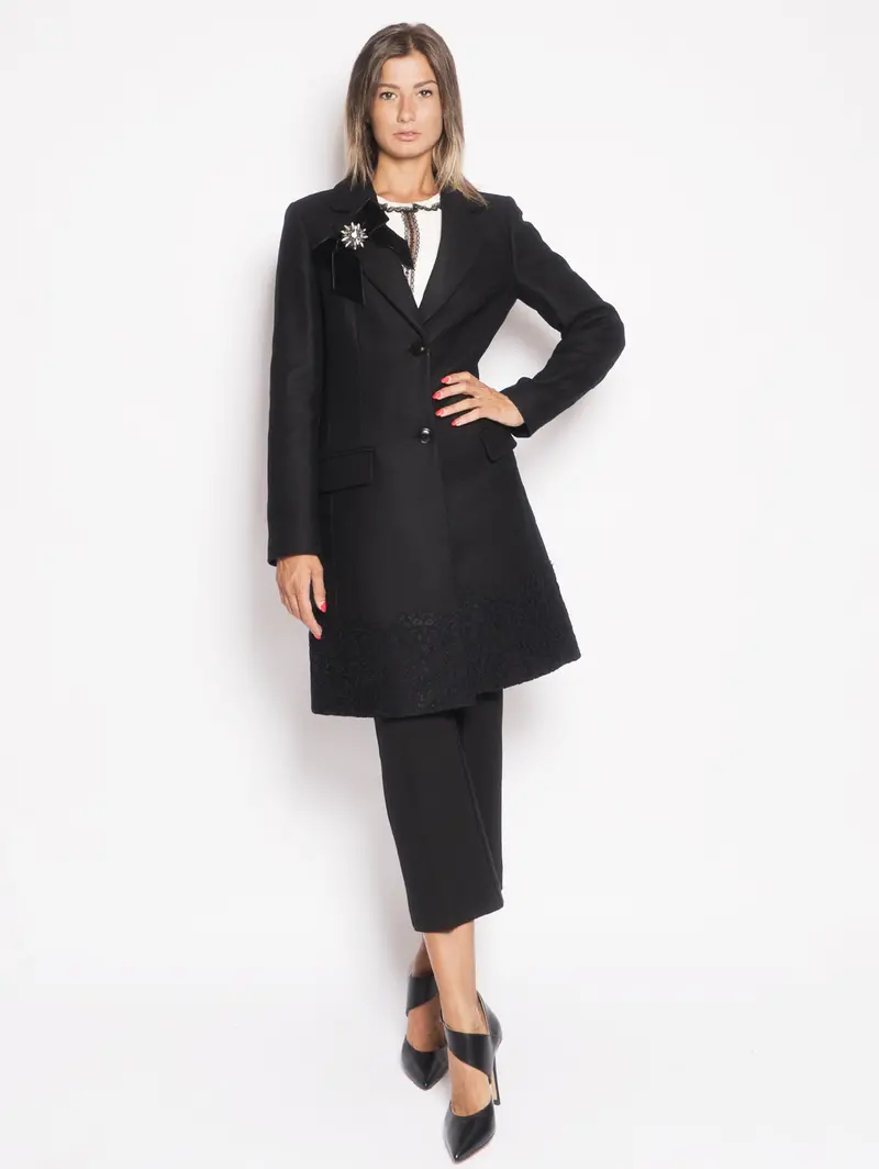 Black Coat With Delicate Lace Overlay 1