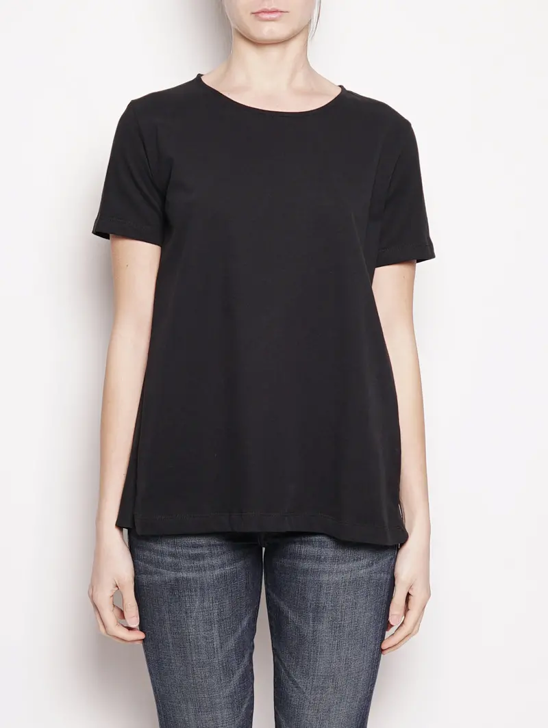Black Cotton-Silk Blend T-Shirt 1