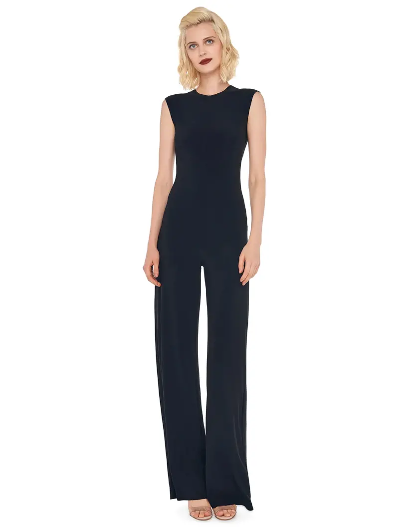 Black Crew-Neck Jersey Jumpsuit 1