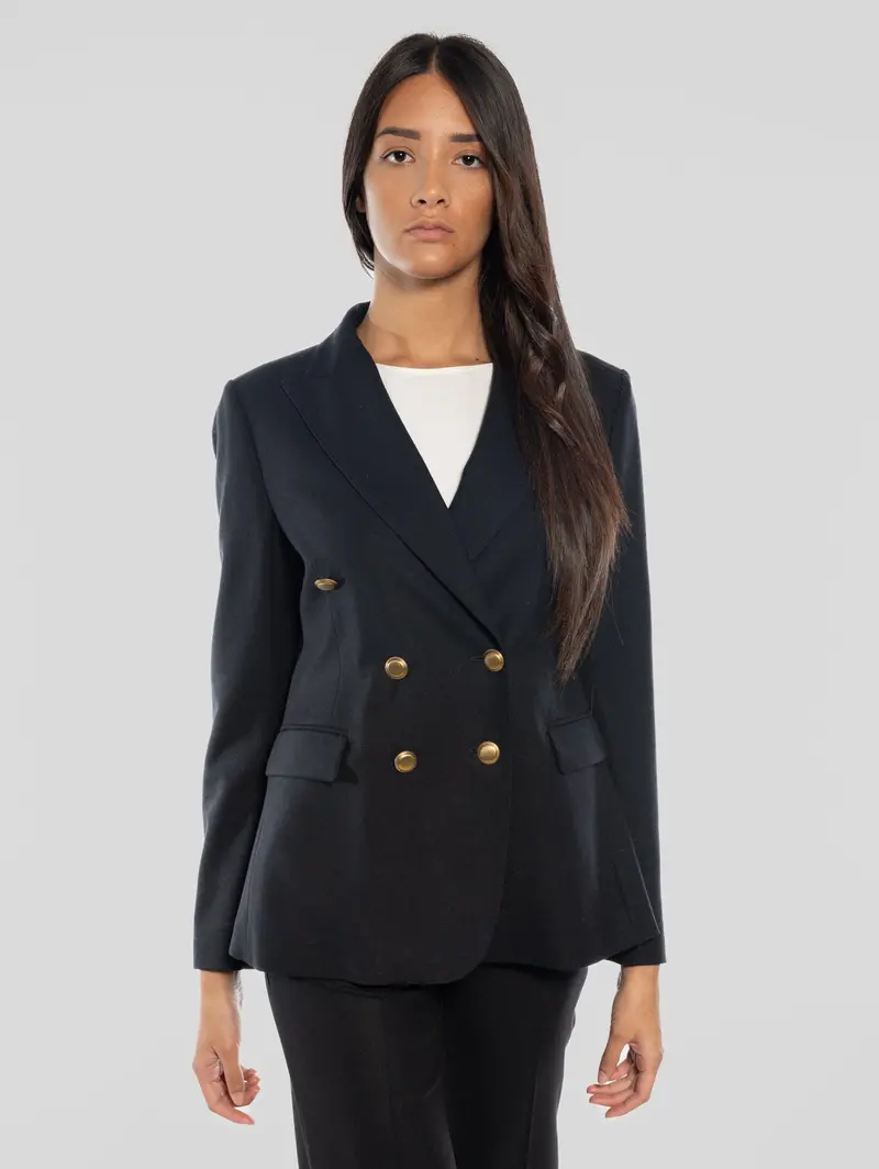 Black Double-Breasted Wool Blazer 1