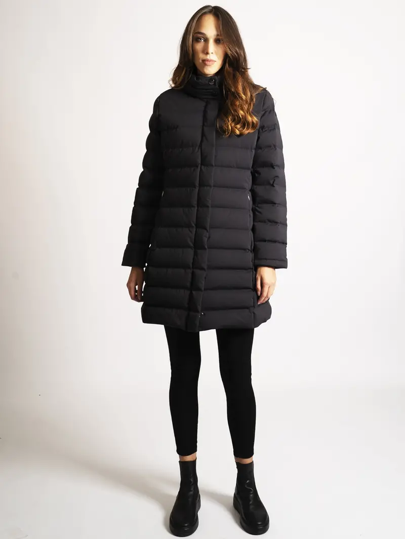 Black Down-Filled Long Coat 1