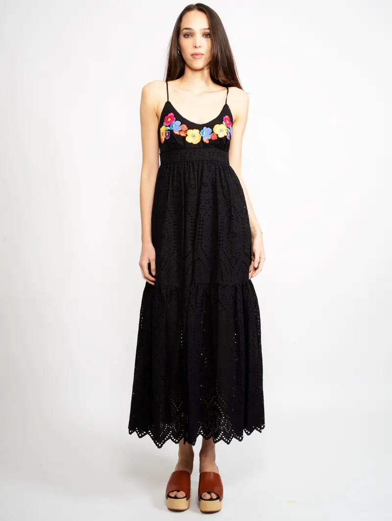 Black Embroidered Corset-Top Sangallo Dress 1