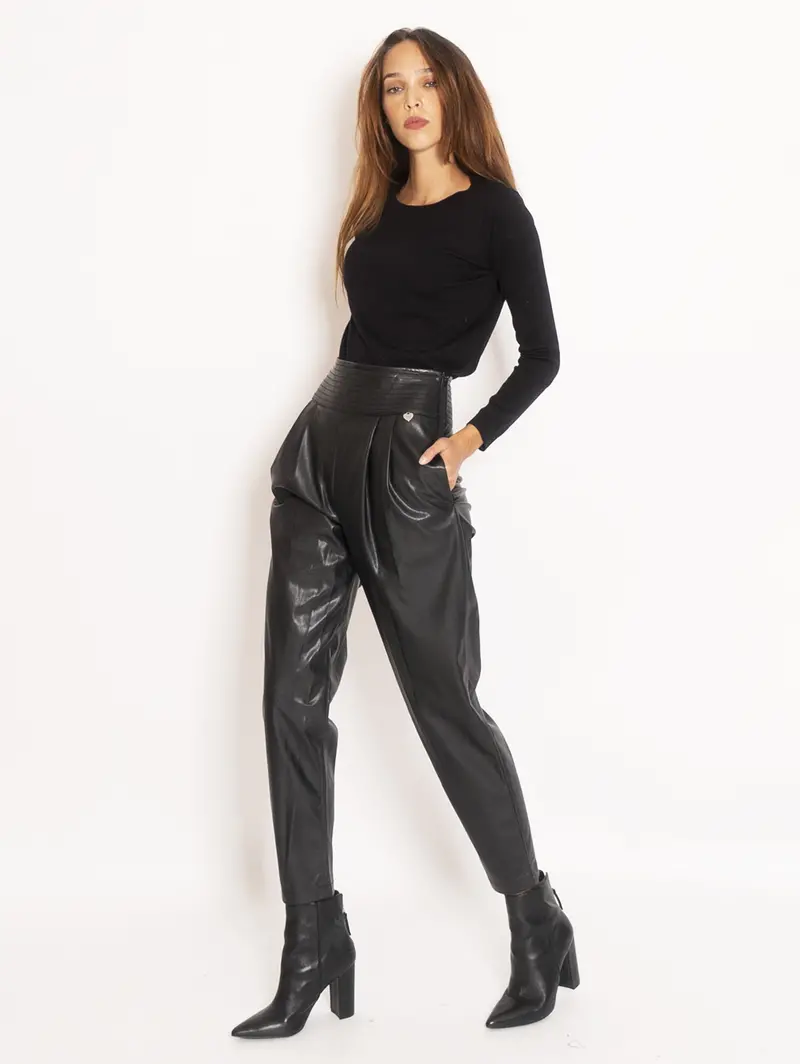 Black Faux Leather Pants 1