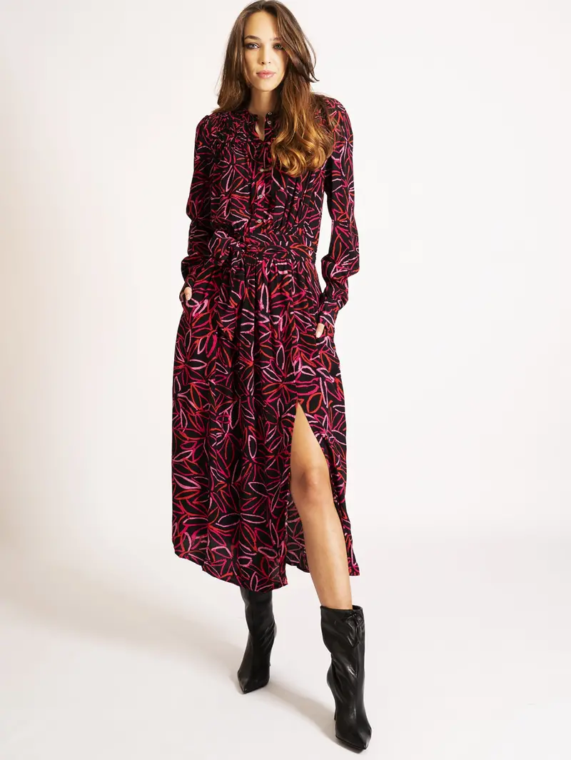 Black Floral-Print Long Dress 1