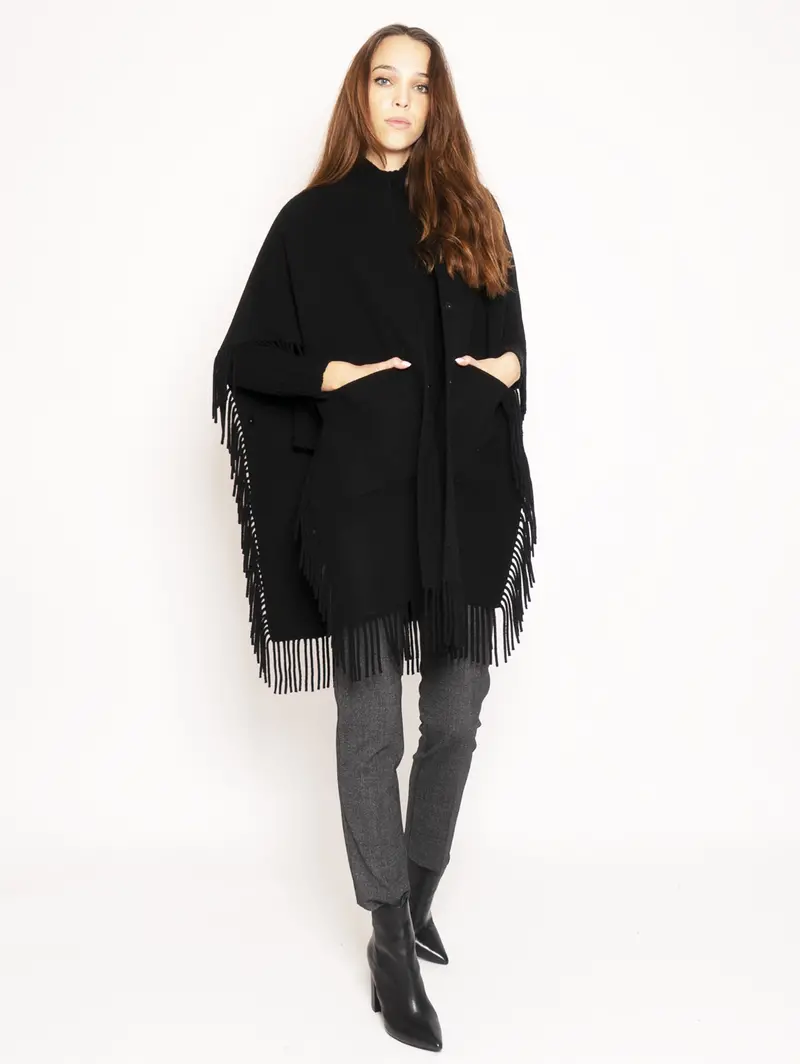 Black Fringed Capelet 1