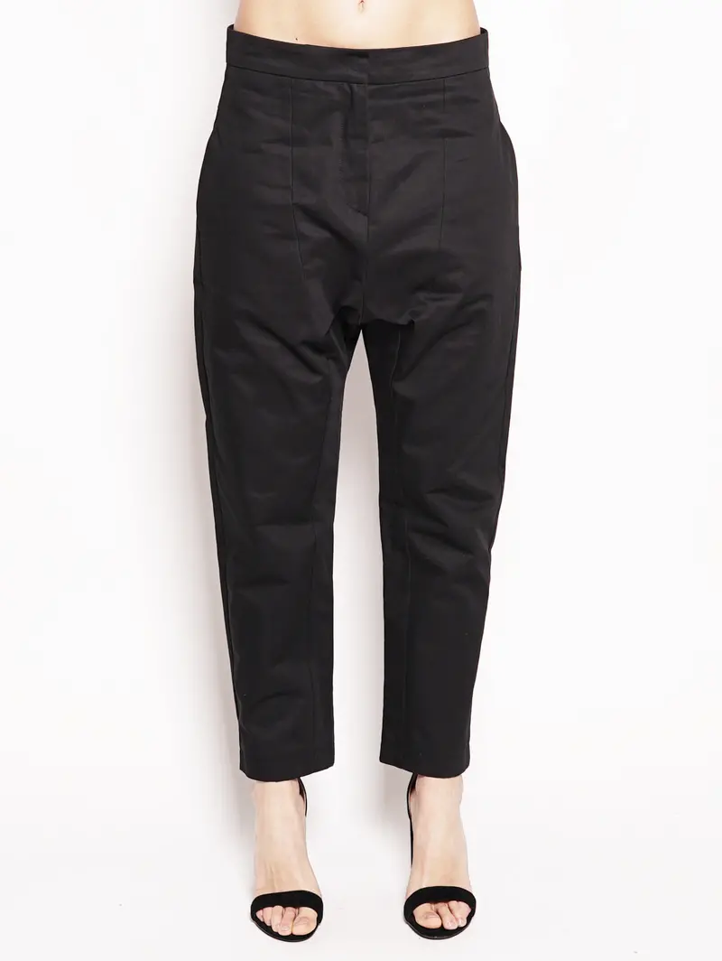 Black High-Waisted Carrot-Fit Pants 1