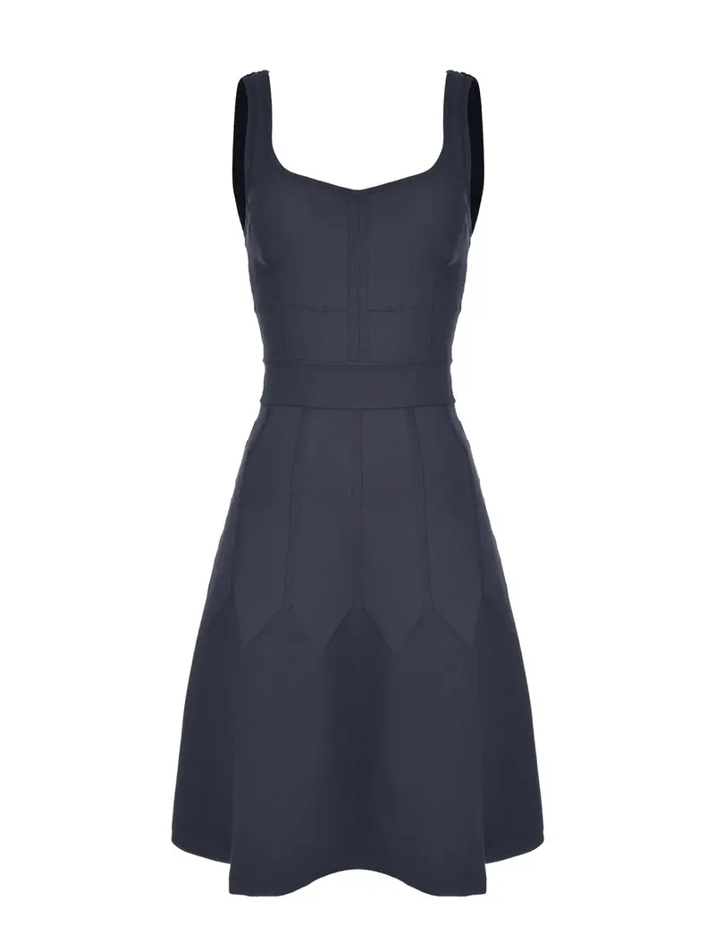 Black Knit Fit-And-Flare Dress 1