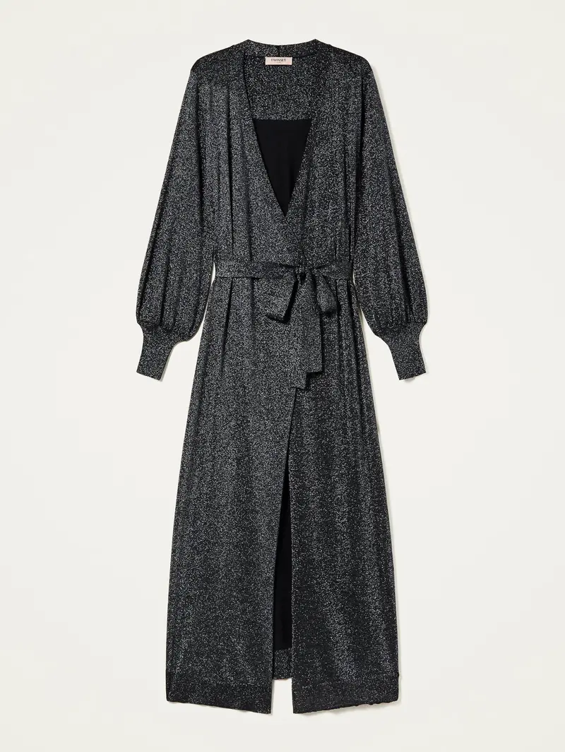 Black Knit Wrap-Style Maxi Dress 1