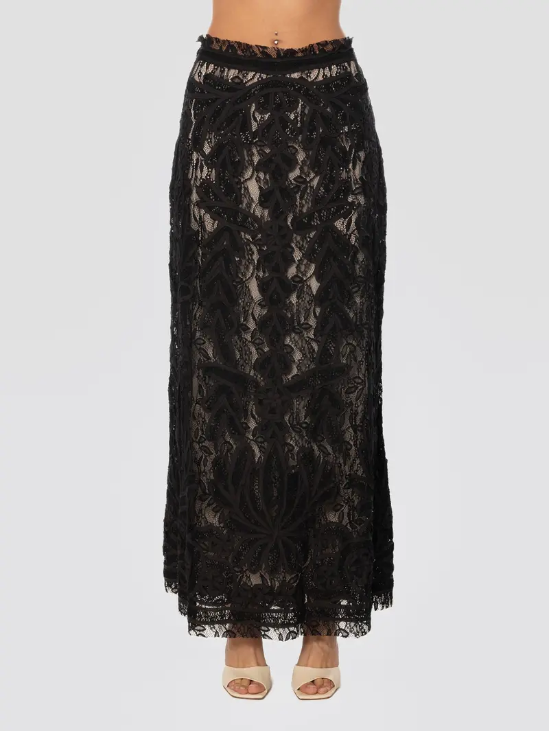 Black Lace Maxi Skirt 1