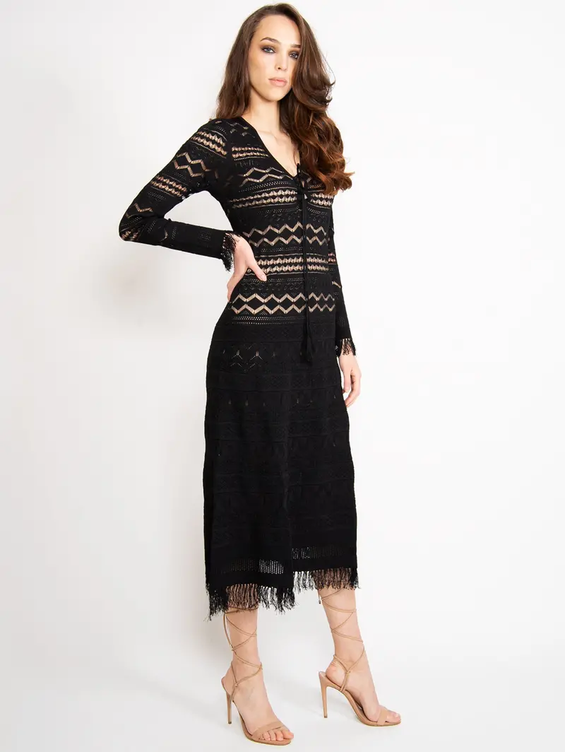 Black Lace Midi Dress 1