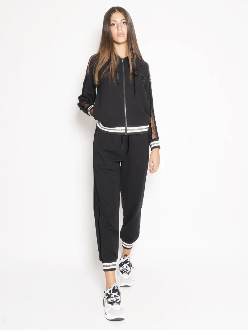 Black Lace-Trimmed Hoodie 1