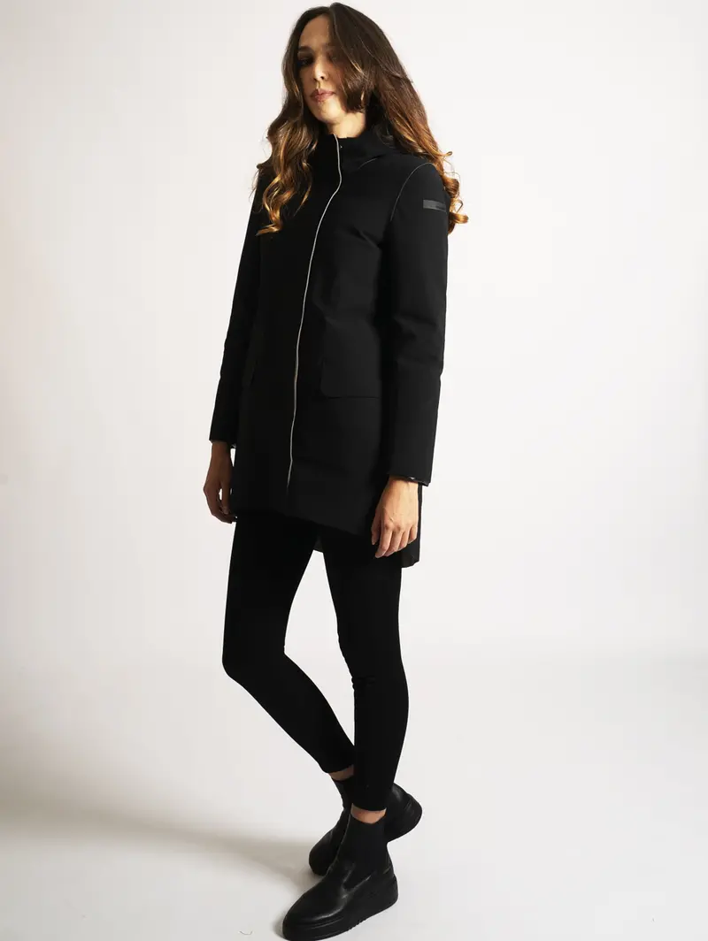 Black Laser-Cut Bicolor Parka 1