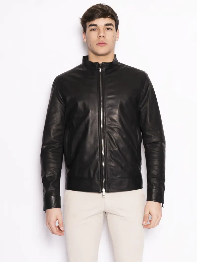 Black Leather Biker Jacket 1
