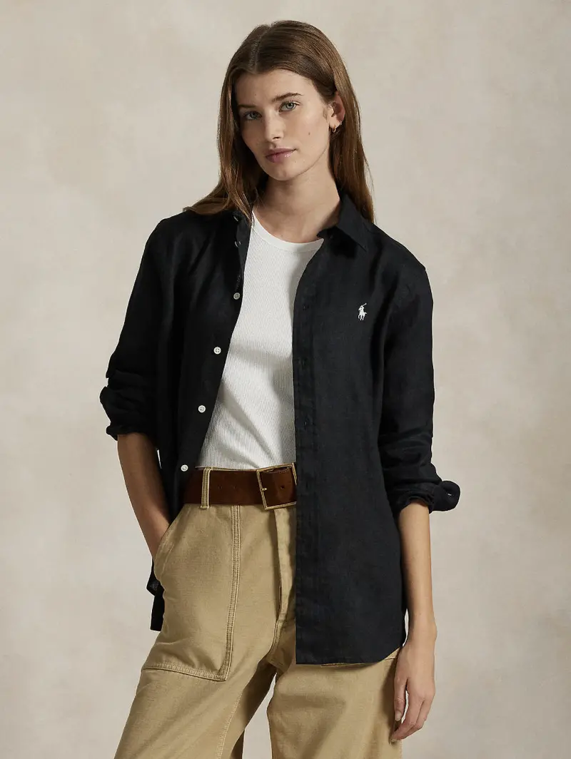 Black Linen Classic-Fit Shirt 1