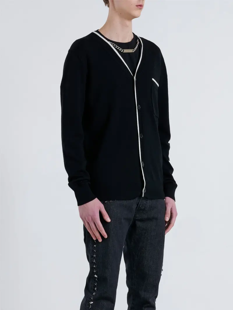 Black Logo-Emblazoned Cardigan 1