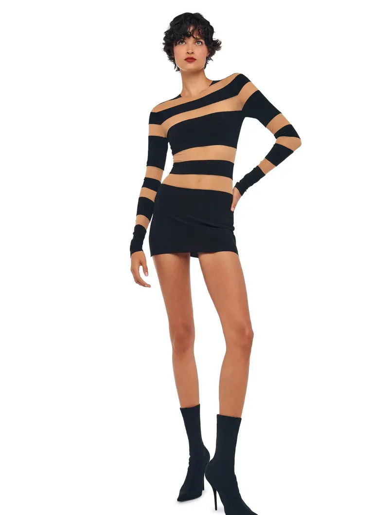 Black Long-Sleeve Mini Dress 1