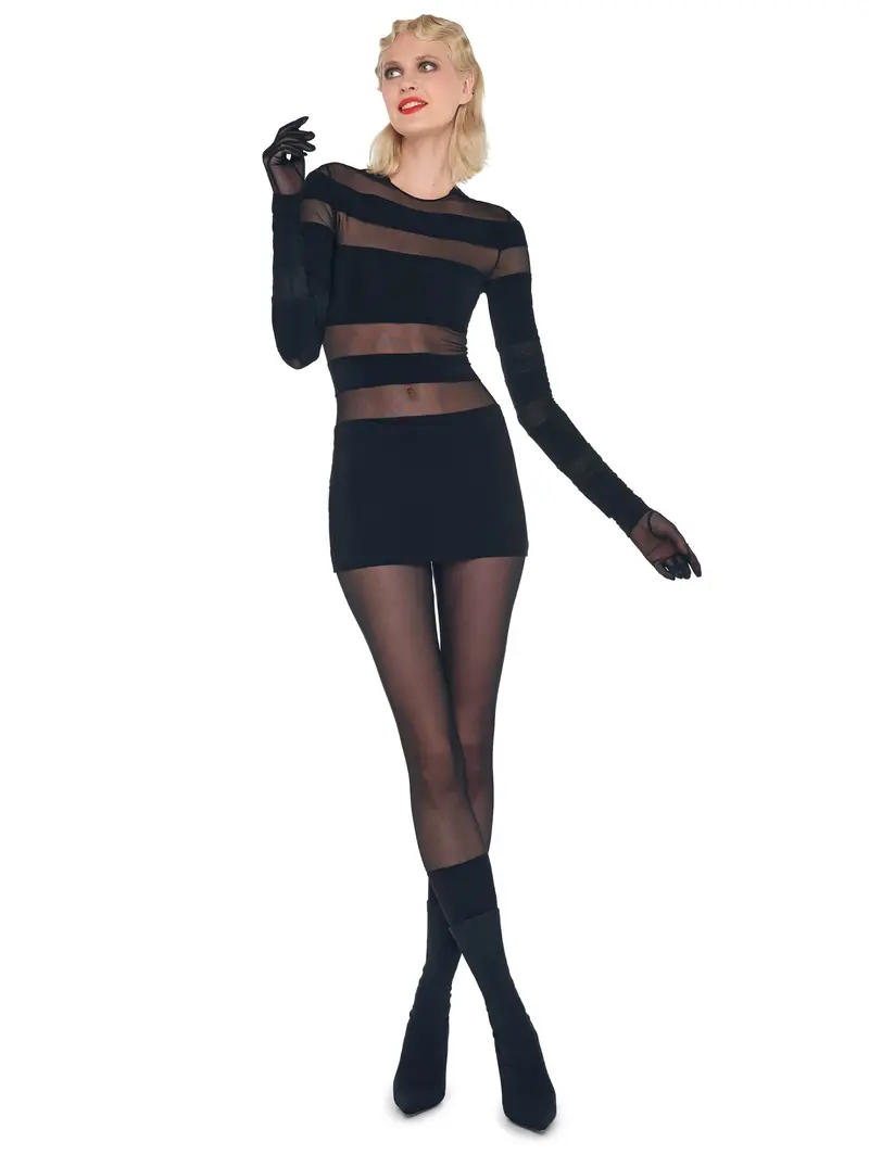 Black Long-Sleeve Mini Dress 1