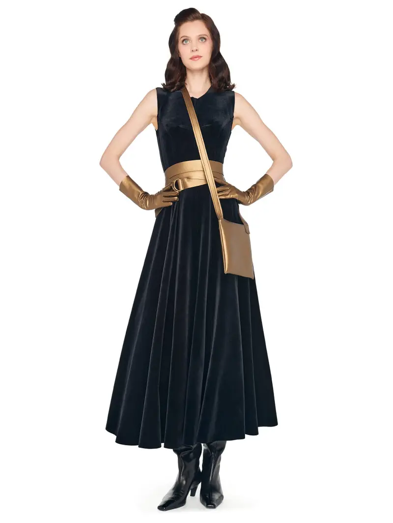 Black Long Velvet Dress 1