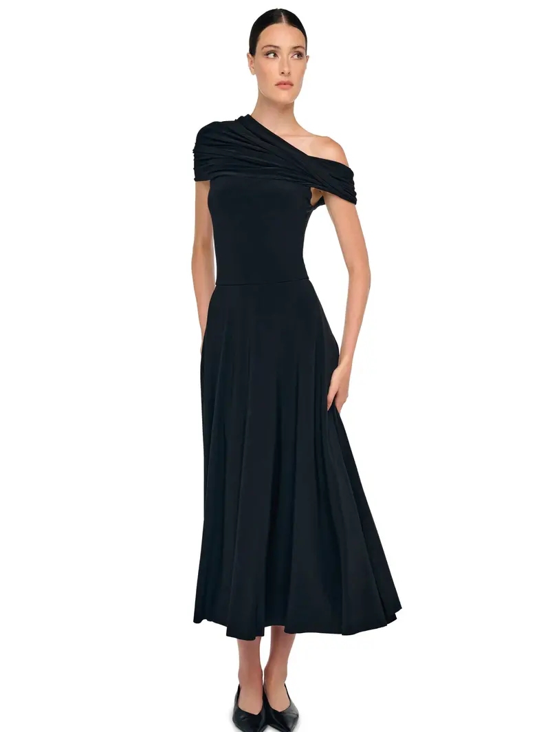 Black Midi Dress With Hood 1