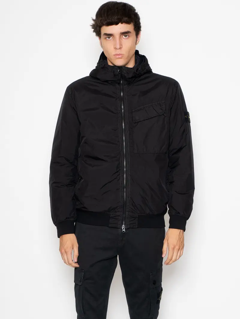 Black Nylon Hooded Jacket 1