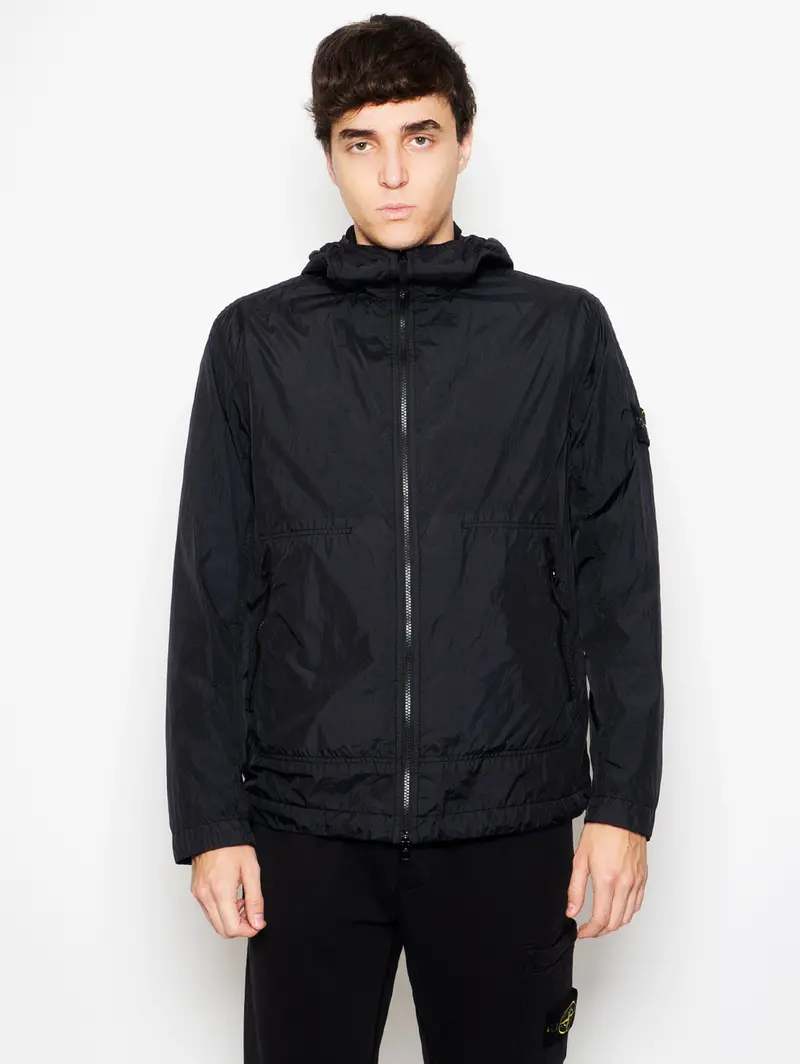 Black Nylon Reps Hooded Jacket 1