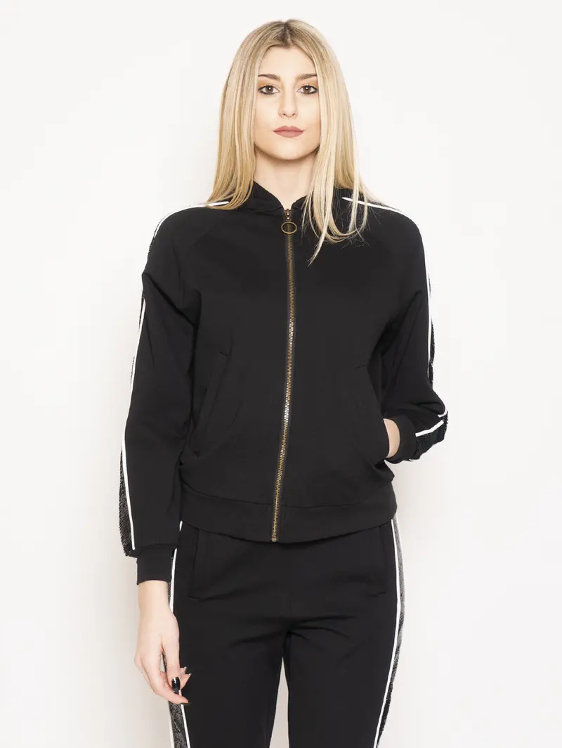 Black Paillette-Embellished Bomber Jacket 1