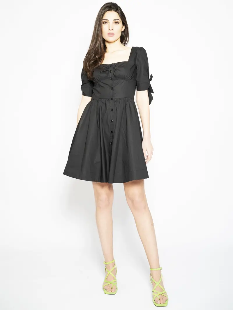 Black Poplin Short Dress 1