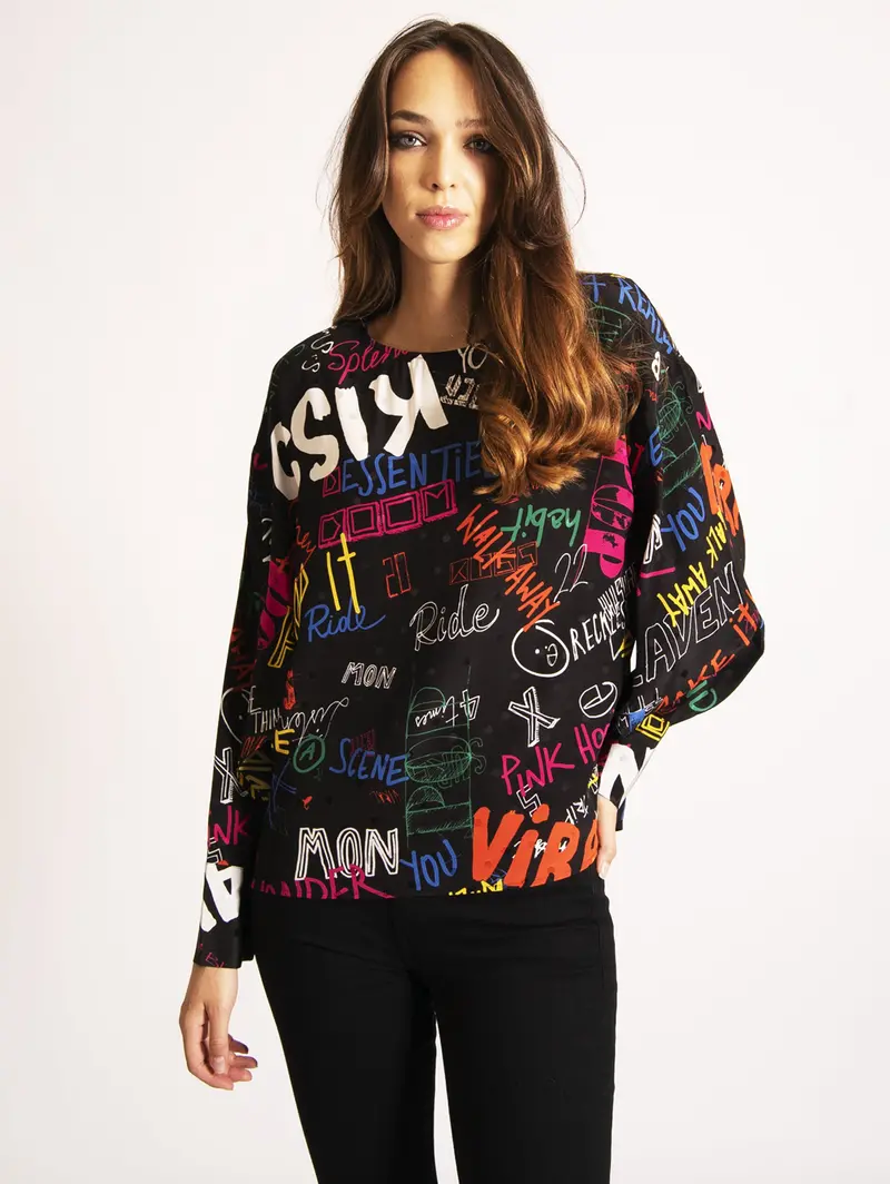Black Printed Blouse 1