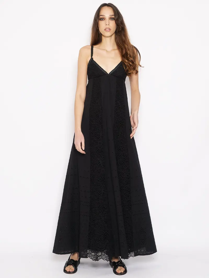 Black Sangallo Lace Long Dress 1