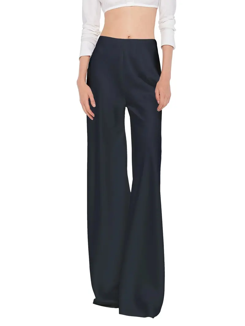 Black Satin High-Waisted Trousers 1