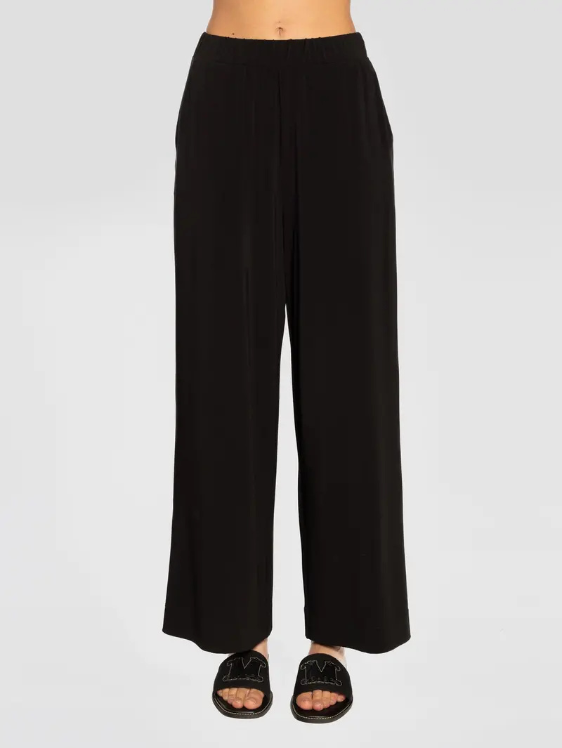 Black Savio Viscose Crepe Cropped Trousers 1