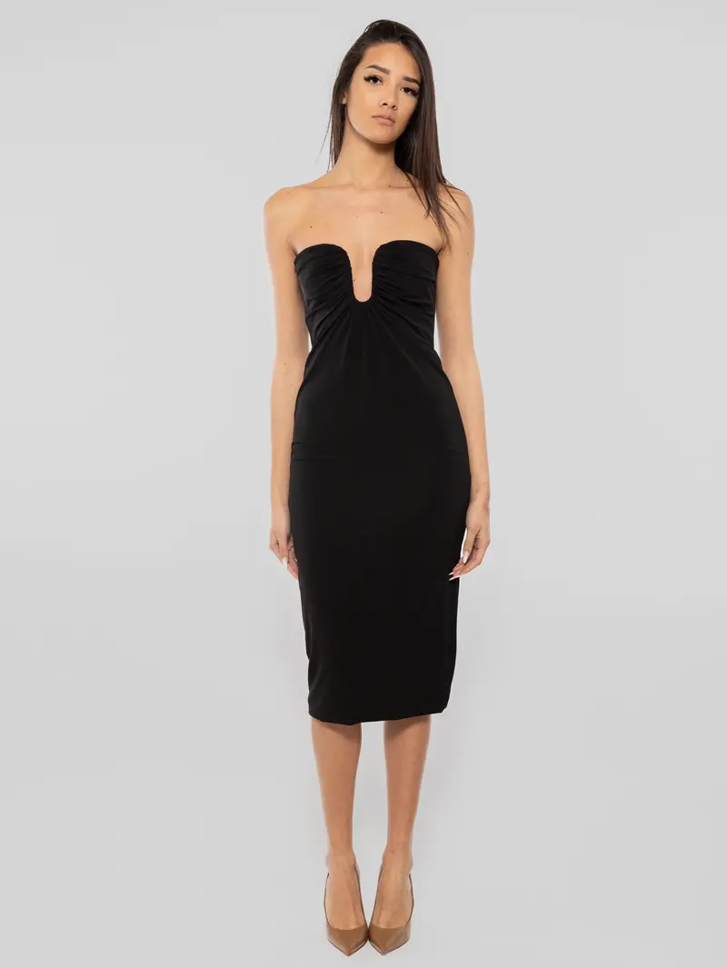 Black Scoop-Neck Longuette Dress 1